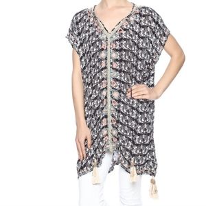 Skemo  Ikat Print Beaded Short Kaftan XS T2